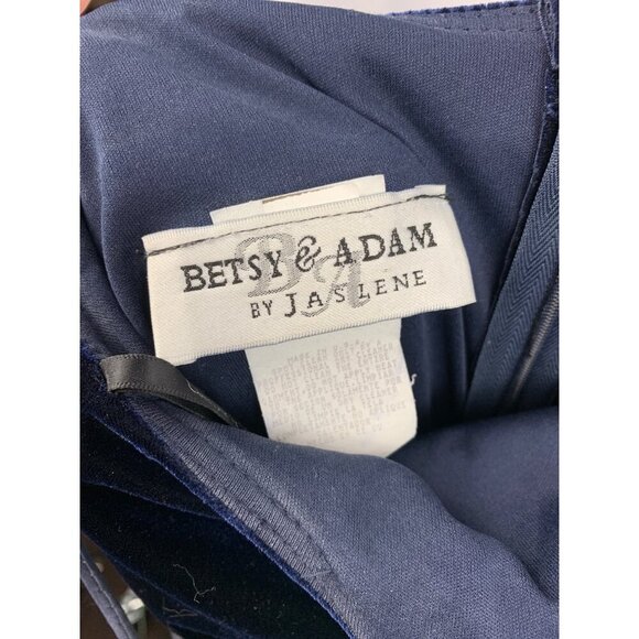 Betsy & Adam Vintage 90s Spaghetti Strap Velvet Gown With Floral Beading Detail - Picture 7 of 8